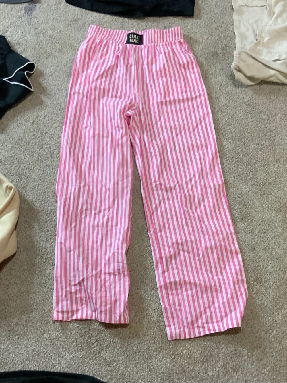 Kids Pink Striped Pajama Pants